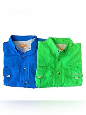 HABITAT MENS 360 VENTED OUTDOOR FISHING UPF 40+ SHORT SLEEVE x2 SHIRT LOT MEDIUM